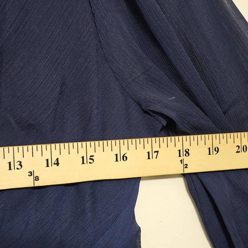 DKNY Women Dress Size 8 Fits Medium Faux Wrap V-Neck Long Sleeves Blue New - Picture 5 of 10